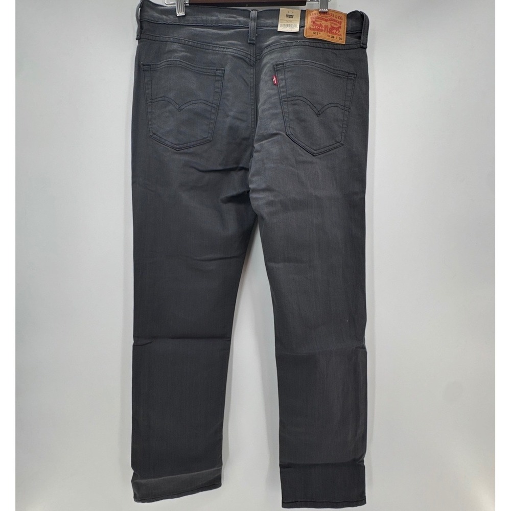 Levi's 511 Slim Fit Jeans Men 34x30 Charcoal Gray Denim Stretch Comfort Mid Rise - Picture 5 of 16
